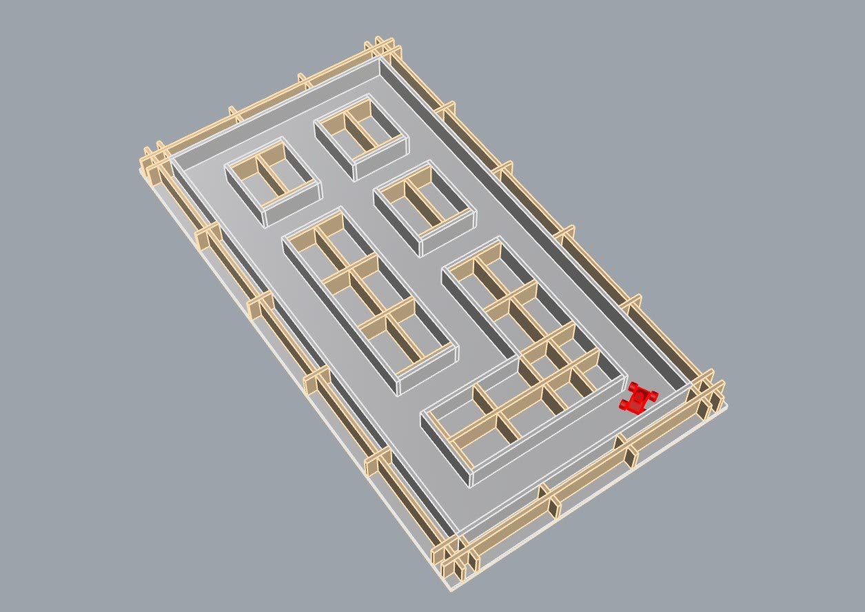 The model open, showing the maze of pipes and the robot inside