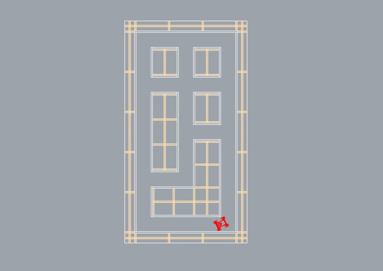 Top view of the model, the layout of the walls