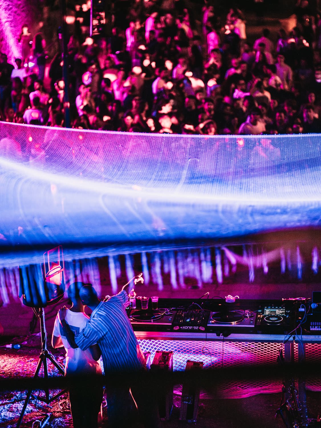 Sails of fabric above the dancefloor