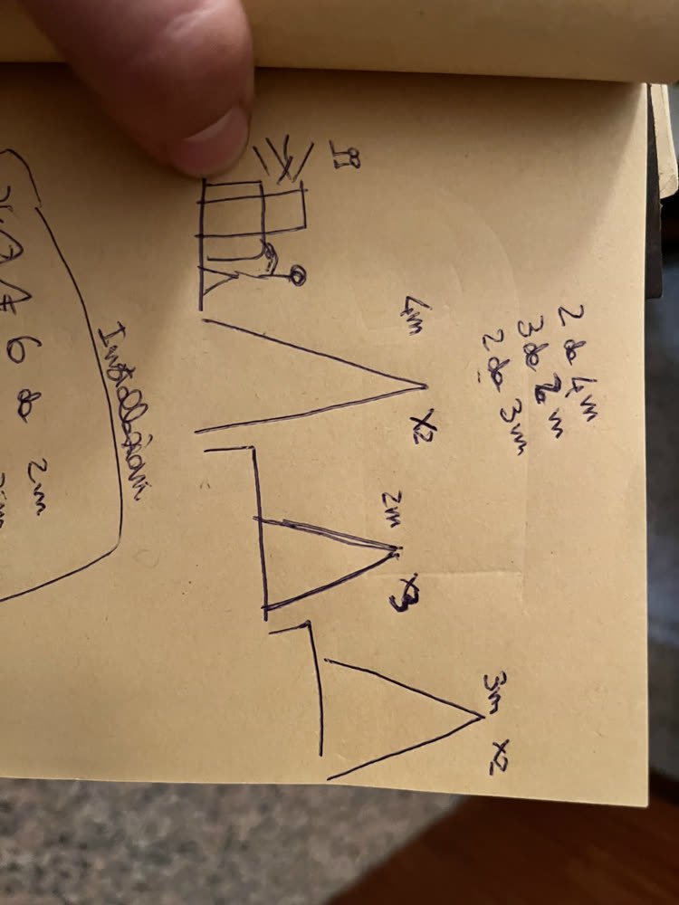 Dimensions worked out in the margin