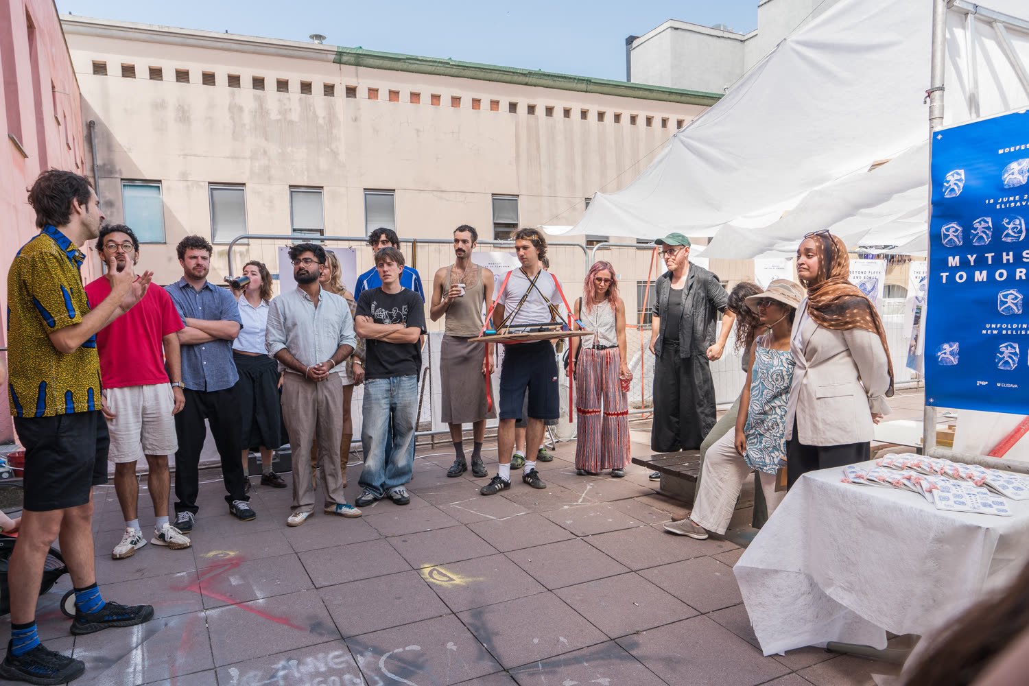The white sails over the courtyard at Elisava, open to the sky