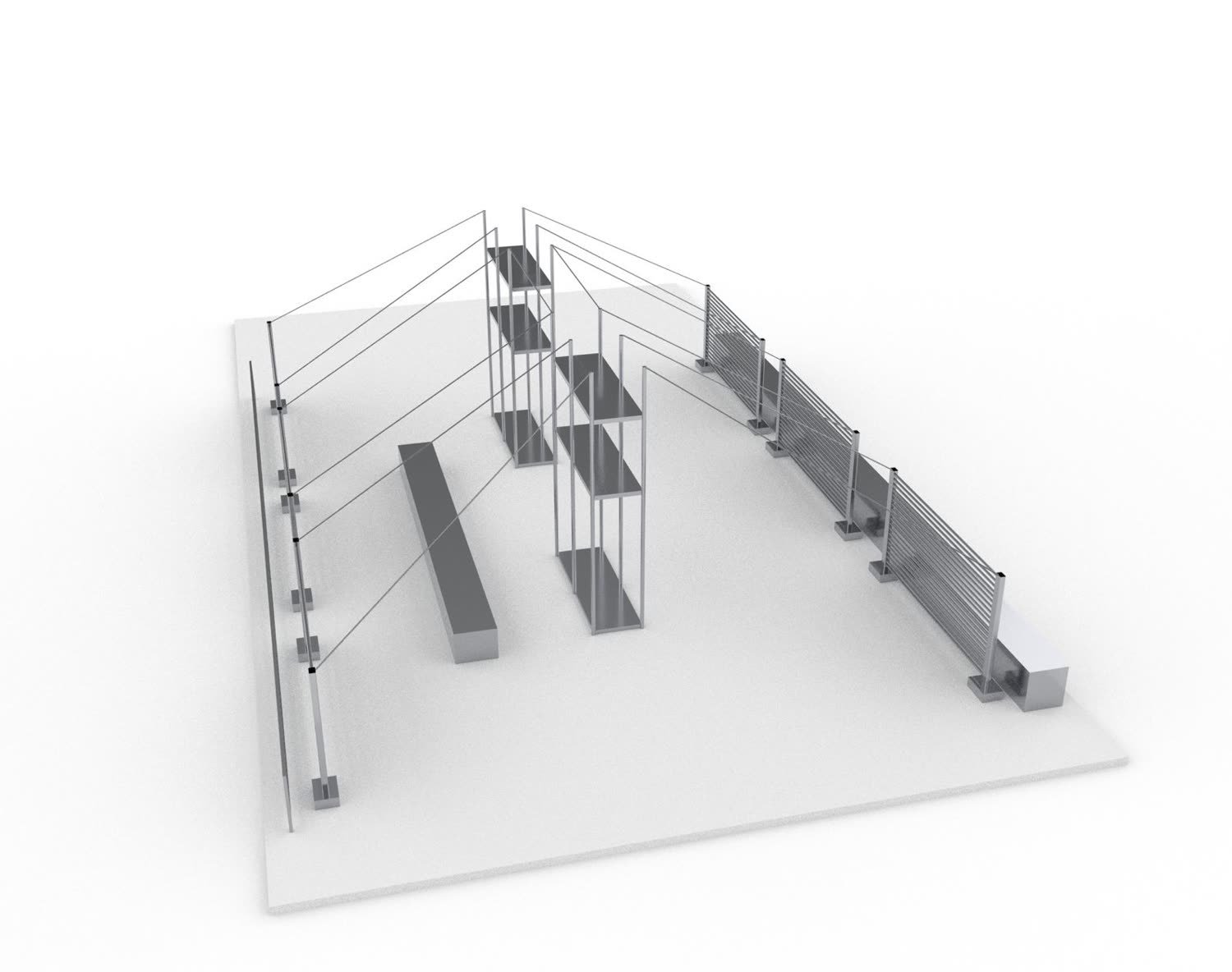 Render of the installation over the courtyard