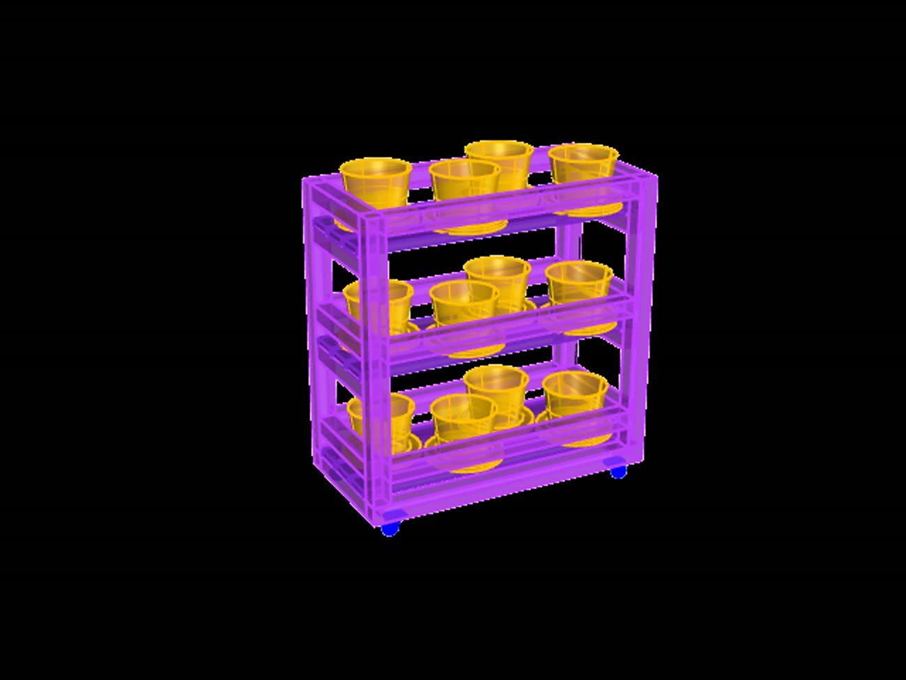 The digital model behind the nine shelves